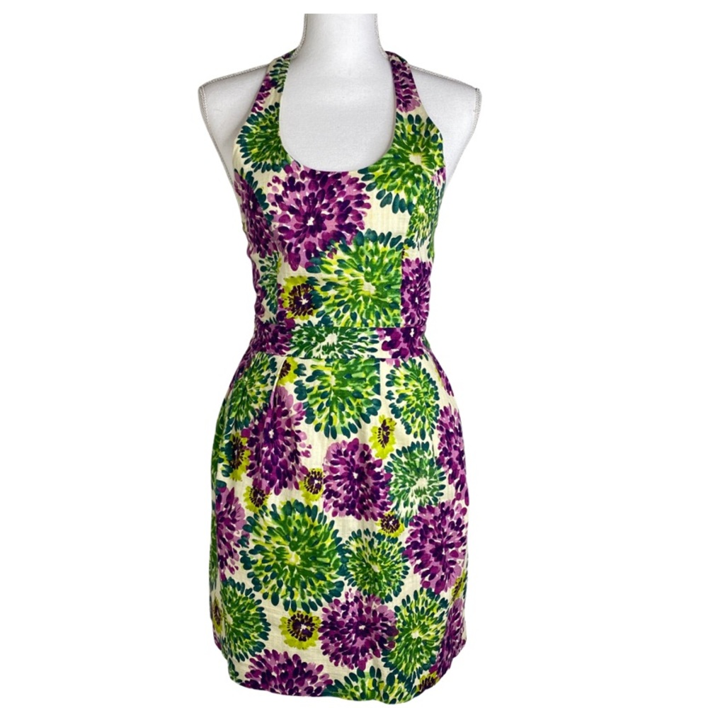 Lauren Moffatt Painting Floral Halter Mini Dress